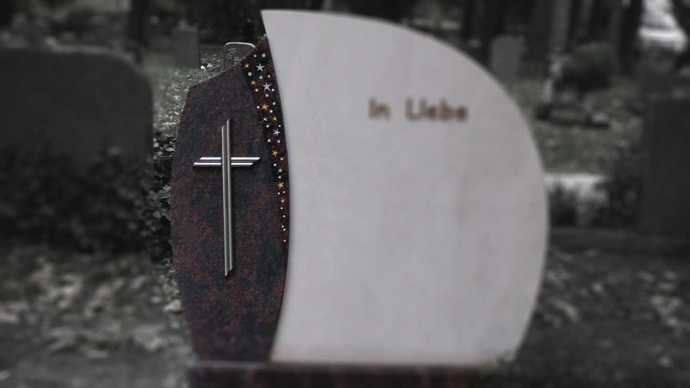 Edelstahlkreuz mit Sternenschweif